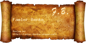 Famler Benke névjegykártya